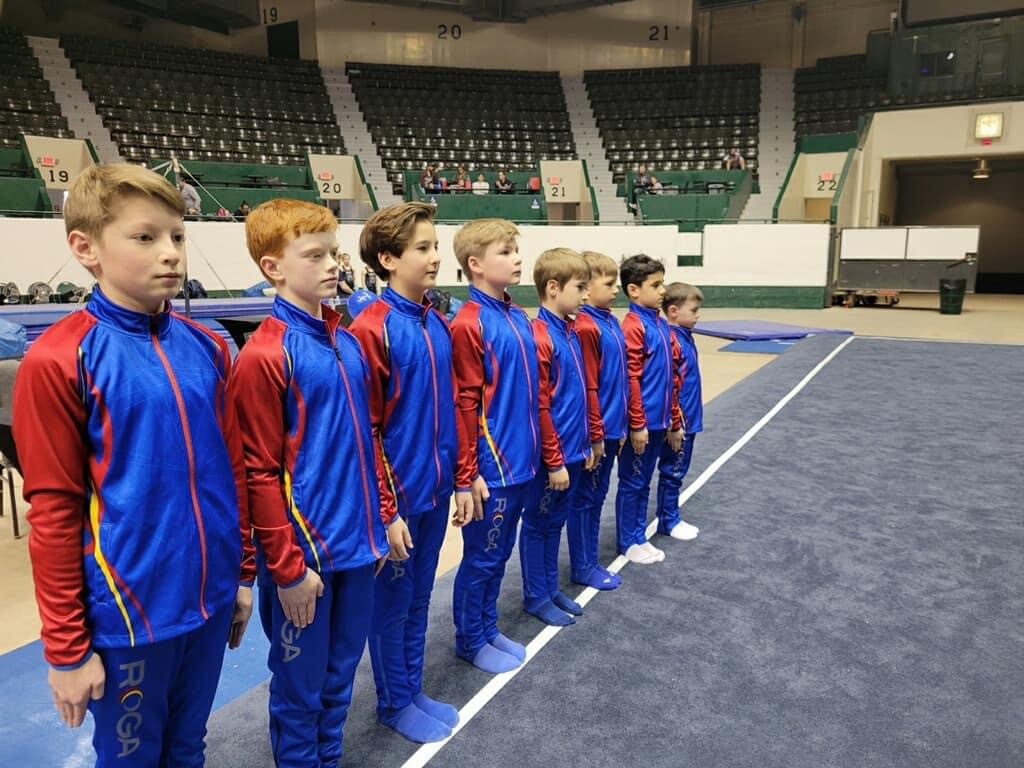 Boys at a gymnastics meet