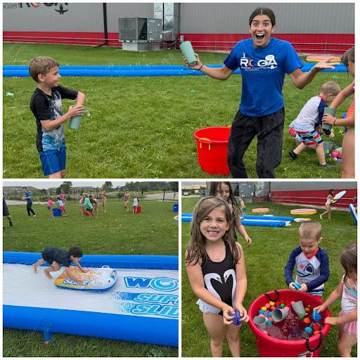 Collage of campers participating in water day