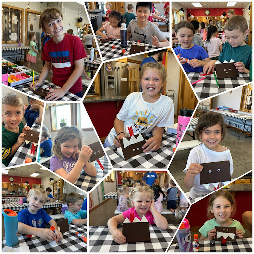 Kids making monster book