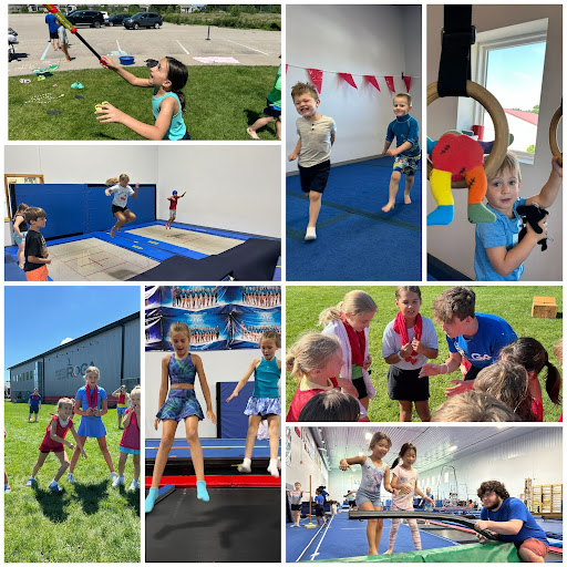 Campers doing gymnastics and playing